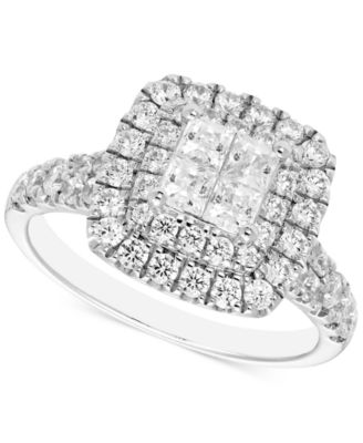 Macy's - Diamond Princess Cluster Halo Ring (1-1/2 ct. t.w.) in 14k White Gold