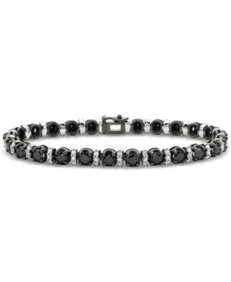 Macy's - Black & White Diamond Tennis Bracelet (10 ct. tw) in Sterling Silver & Black Rhodium-Plate