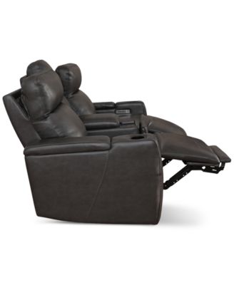 Greymel 74" Zero Gravity Leather Loveseat with Console and Power Headrests, Created for Macy's