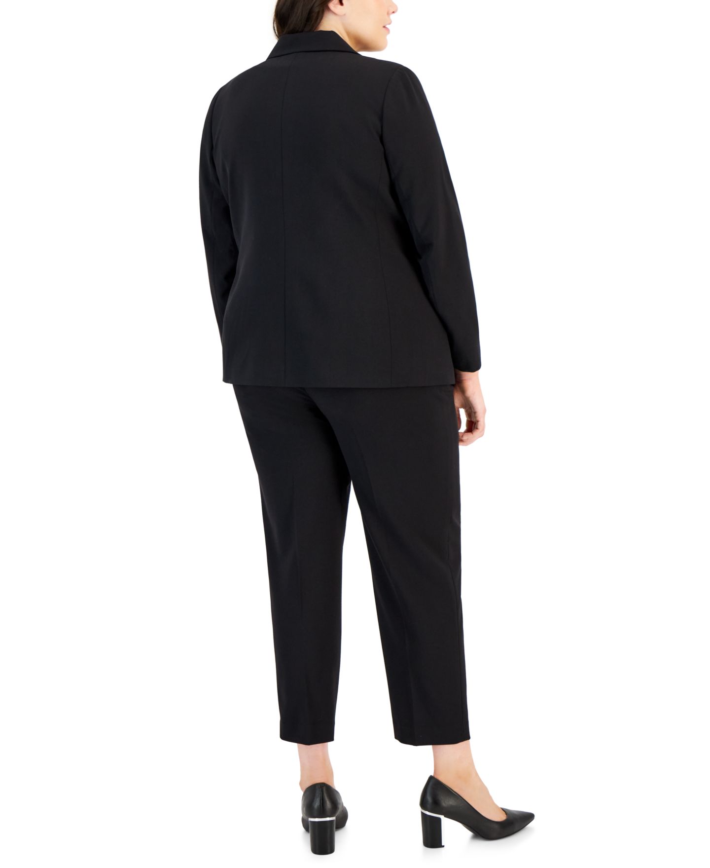 Женские комплекты Tahari ASL Plus Size Two-Button Roll Tab Jacket & Shannon Pants Suit Separates, цвет: Чёрный — фото 2