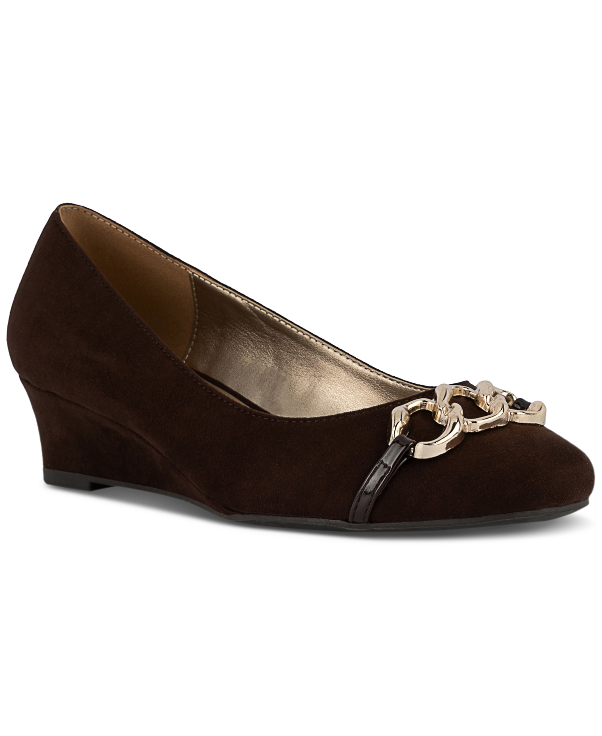 Kellyy Embelished Slip-On Wedge Pumps, Created for Macy's - Chocolate Micro
