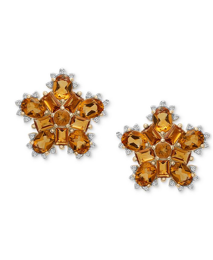 Diamond flower stud earrings macys sale