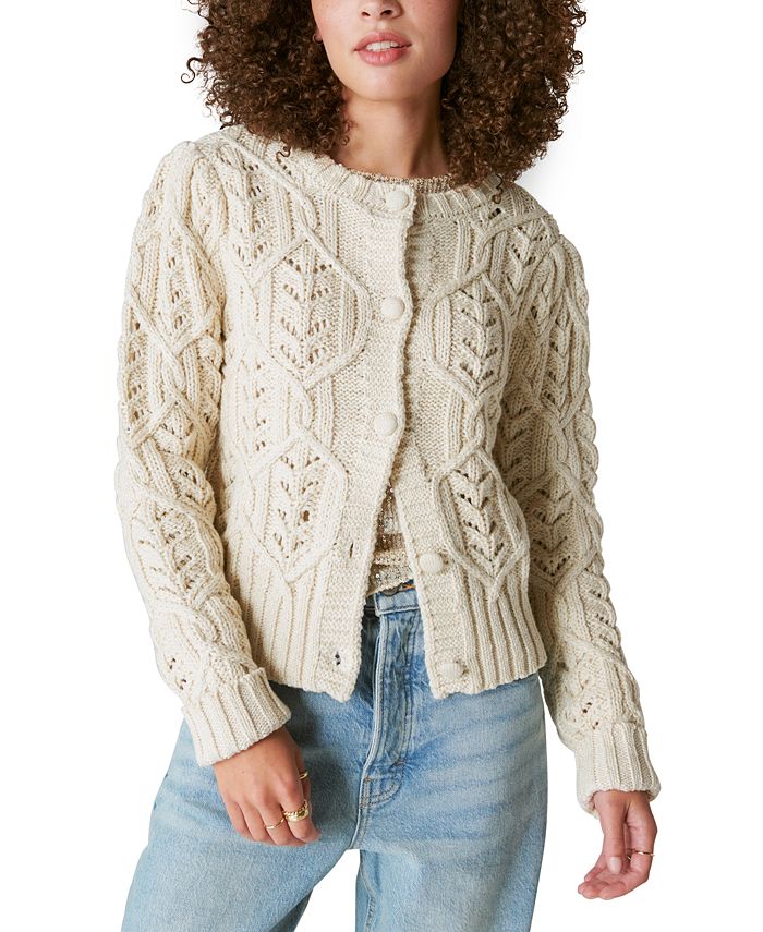 Lucky Brand Women's Shine Cable-Knit Button-Front Cardigan - Macy's