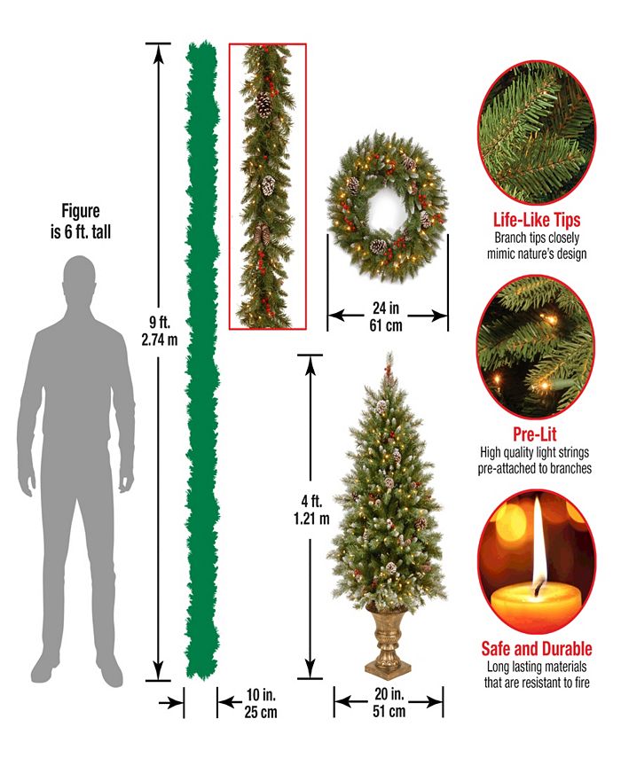National Tree Company Frosted Berry Assortment- 2x 4' Entrance Trees ...