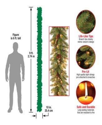 National Tree Company 9' x 10" Glittery Pine Garland with 100 Clear Lights