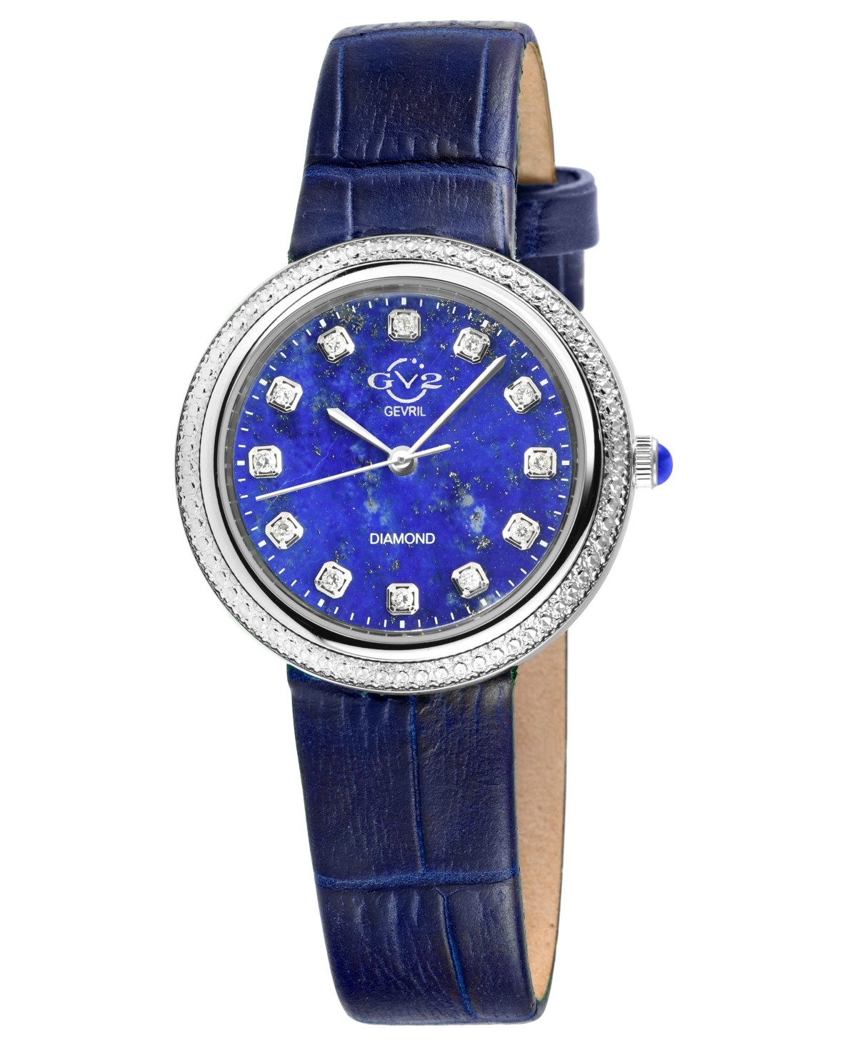 Gv2 By Gevril Women's Arezzo Blue Leather Watch 33mm In Silver