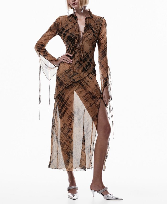 Printed bow clearance dress mango