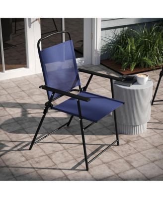 Munroe Set Of 4 Textilene Folding Sling Style Patio Chairs With Armrests