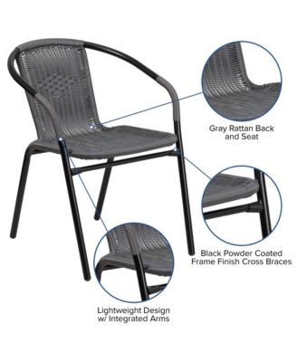 2 Pack Rattan Indoor-Outdoor Restaurant Stack Chair With Curved Back