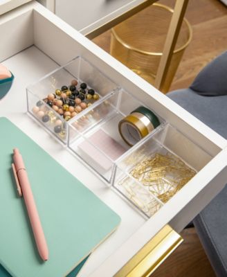 Martha Stewart Brody 3 Pack Stack and Slide Plastic Tray Office Desktop Organizer, 3" x 3.75"