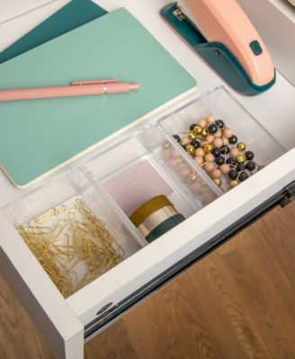 Martha Stewart Brody 3 Pack Stack and Slide Plastic Tray Office Desktop Organizer, 3" x 3.75"