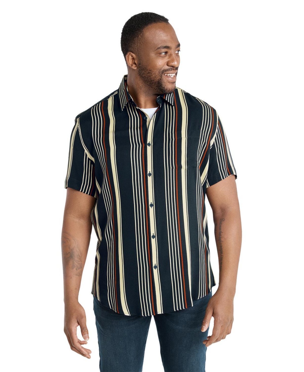 Men's Big & Tall Harley Stripe Shirt - Navy