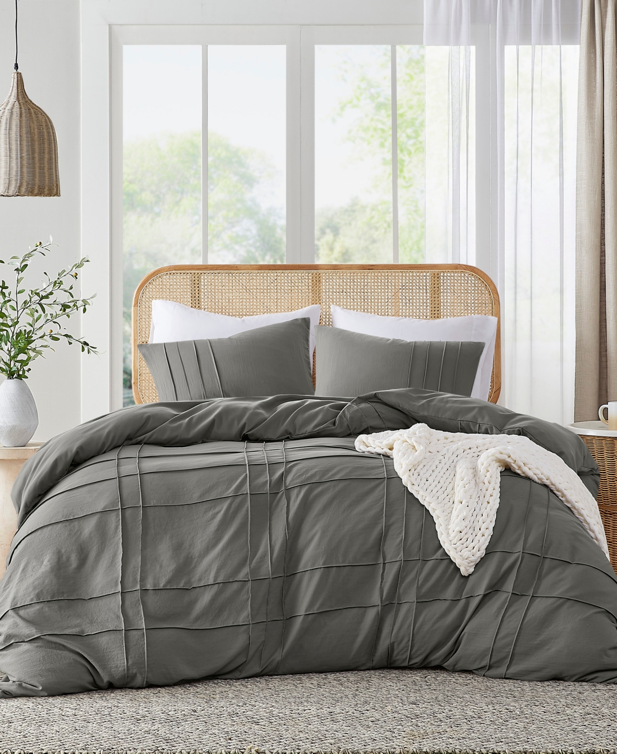 Shop 510 Design Porter Washed Pleated 3-pc. Duvet Cover Set, Full/queen In Gray