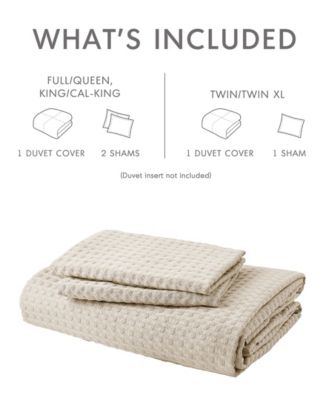 Mina Waffle Textured 3-Pc. Duvet Cover Set, Full/Queen