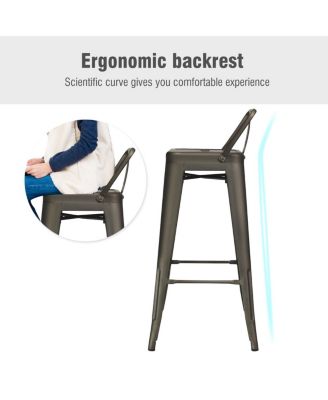 Set of 4 Metal Bar Stools 30'' Bar Height Barstools Industrial