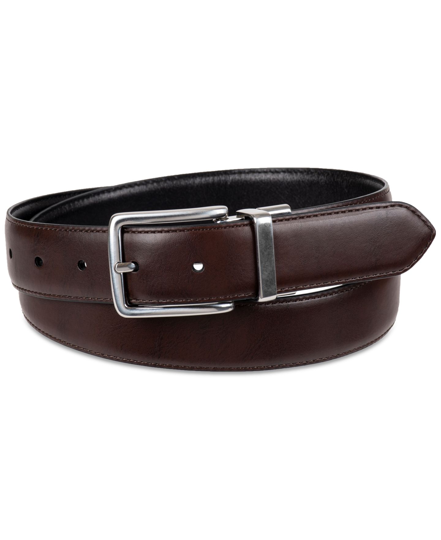 Мужской ремень Cole Haan 32MM Reversible Leather Dress Belt, цвет: Чёрный / Коричневый — фото 2