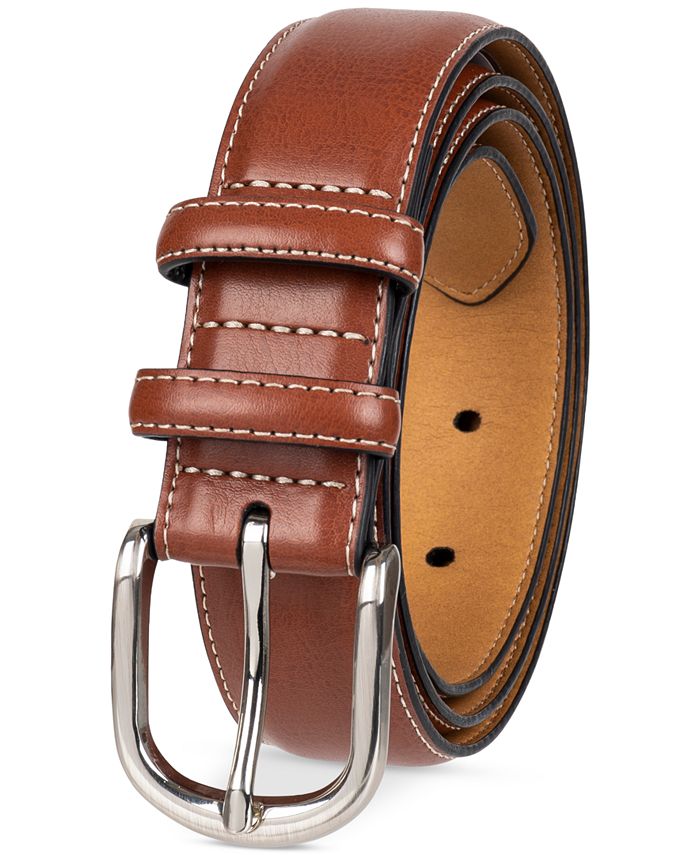 Club Room Men's Feather-Edge Double Loop Dress Belt, Created for Macy's ...