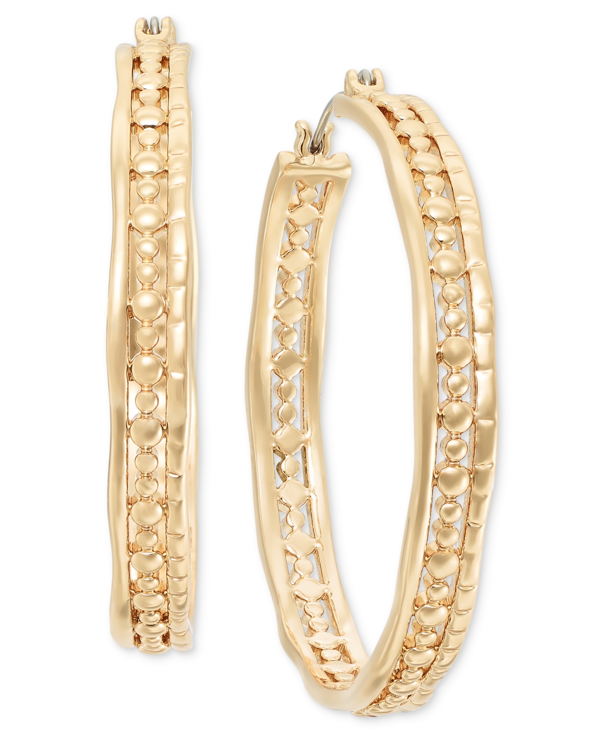 Style & Co Medium Triple-row Hoop Earrings, 1.89", Created For Macy's In Gold