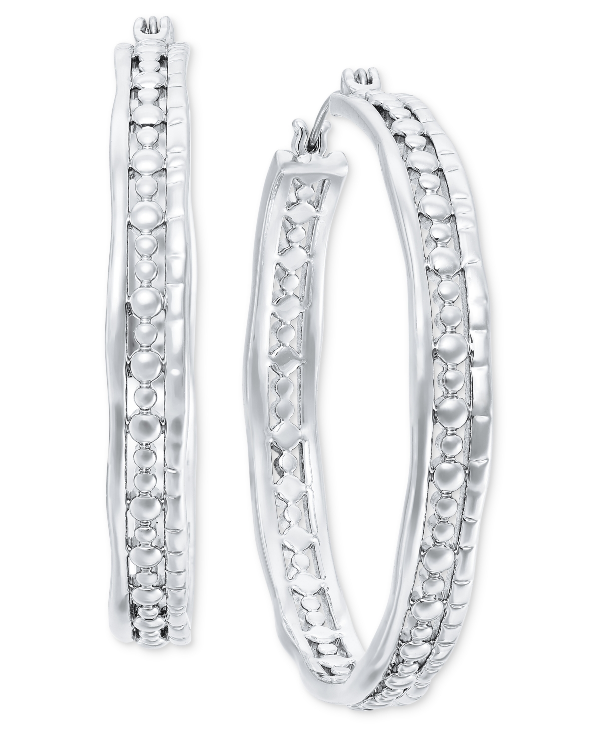 Style & Co Medium Triple-row Hoop Earrings, 1.89", Created For Macy's In Silver