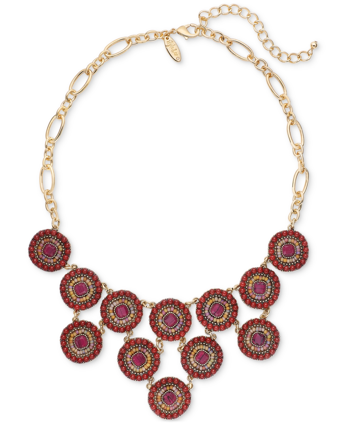 Style & Co Beaded Circle Statement Necklace, 17" + 3" Extender, Created For Macy's In Purple