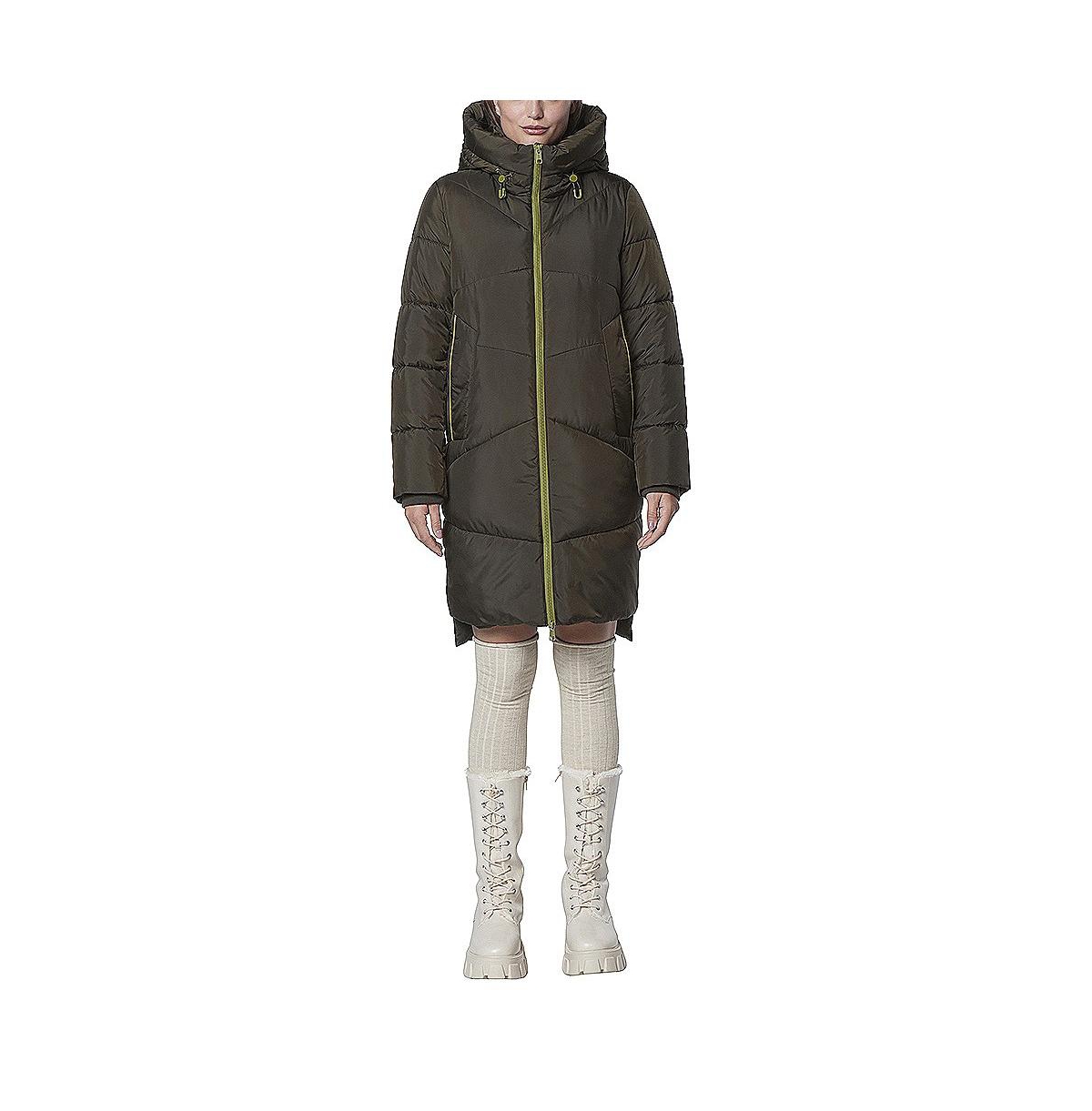 Women's Baisley Hooded Parka Puffer With A High/Low Hem - Black