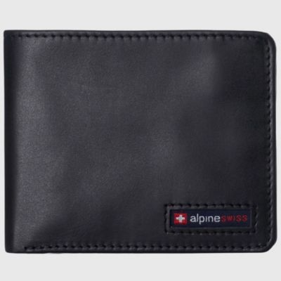 Mens Genuine Leather RFID Safe Bifold Wallet Passcase 2 ID Windows