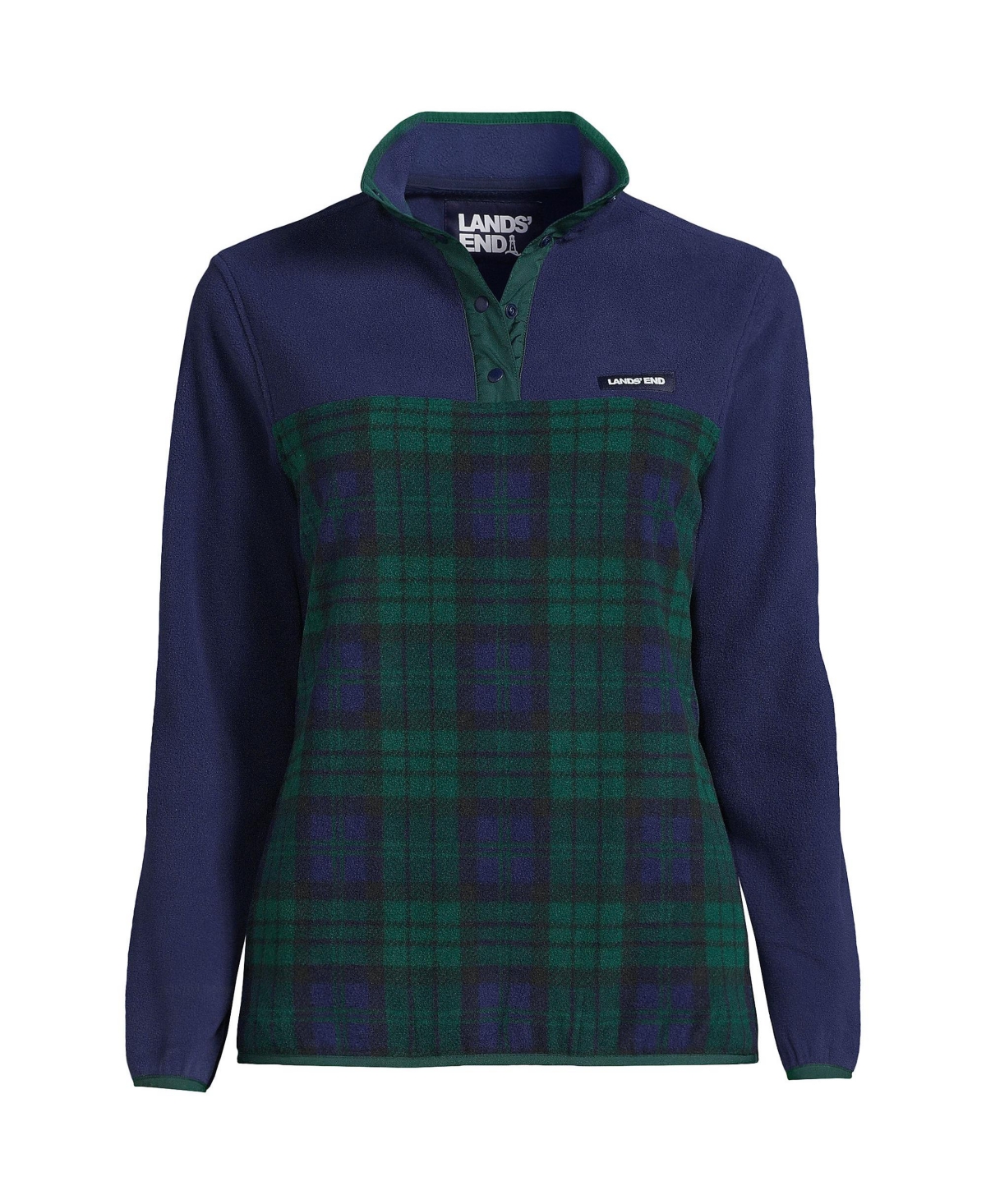 Lands' End Women's Plus Size Heritage Fleece Snap Neck Pullover