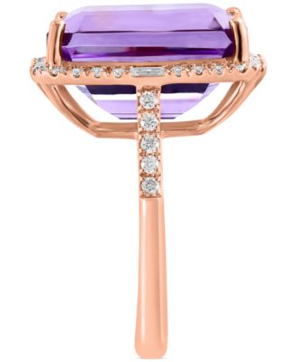 EFFY&reg; Amethyst (10-3/4 ct. t.w.) & Diamond (3/8  ct. t.w.) Halo Ring in 14k Gold (Also available in Citrine, Green Quartz & Black Onyx)