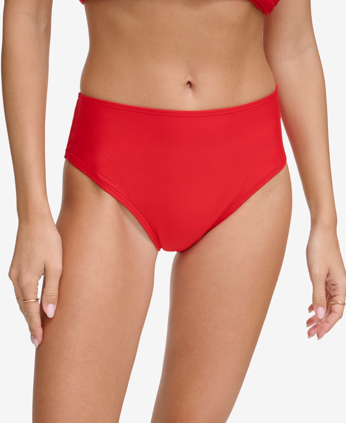 Dkny Women's Classic Mid Rise Bikini Bottoms In Real Red