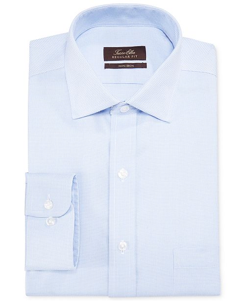Tasso Elba Classic Regular Fit Non Iron Blue Twill Houndstooth