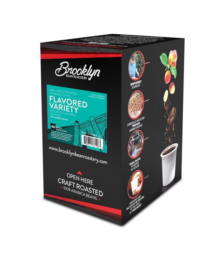 Brooklyn Beans Roastery Brooklyn Bean Roastery, Flavored Med Roast Pods,2.0 Keurig, Variety Pack
