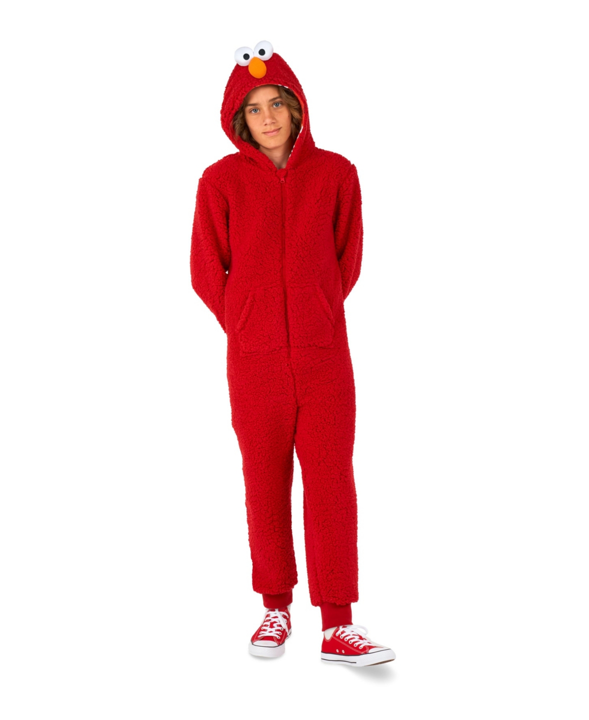 Shop Opposuits Little And Big Boys Elmo Zip Up Onesie Outfit In Red