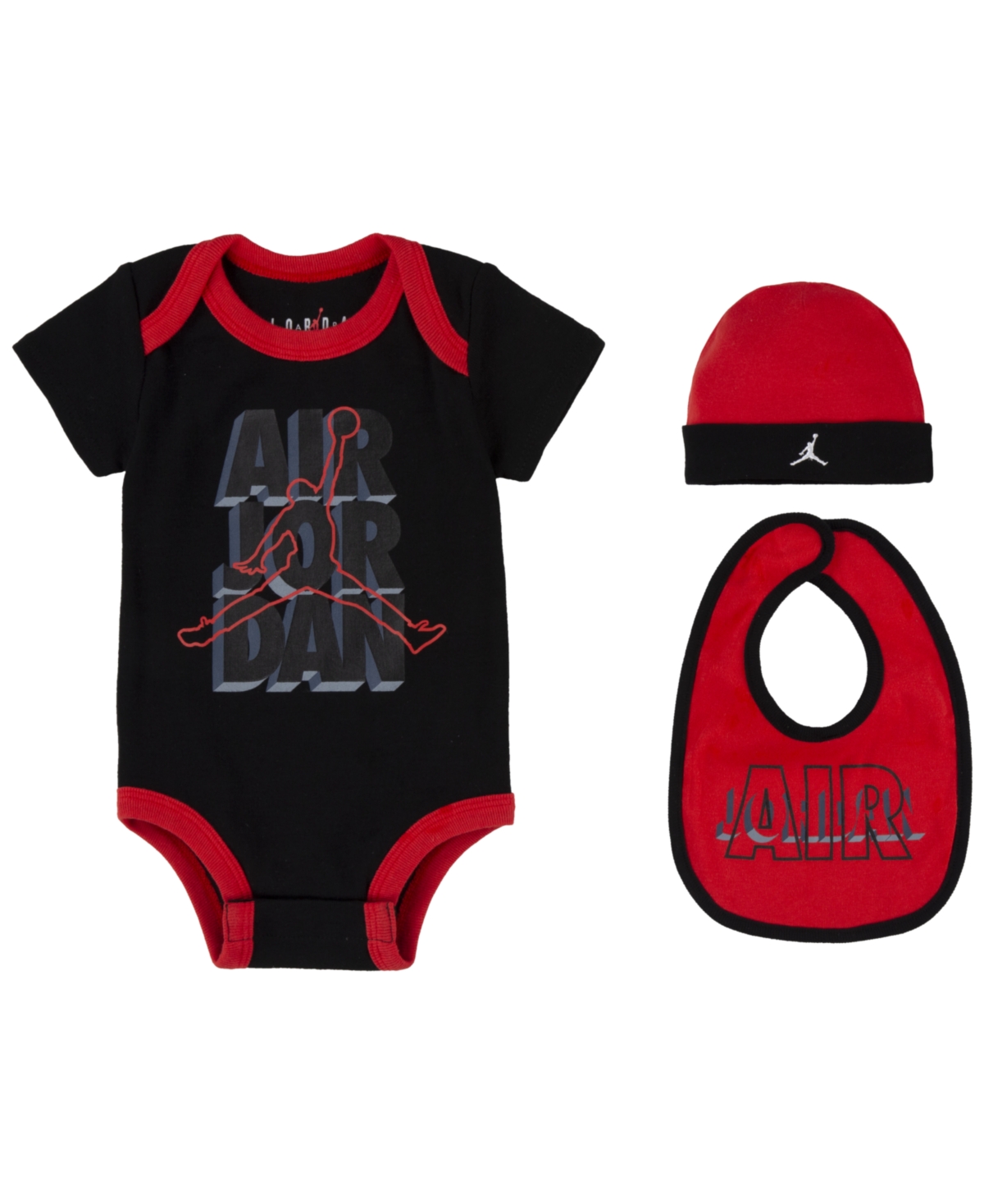 Jordan Baby Boys Create Bodysuit, Bibs And Hat Box Set, 3 Piece In Black