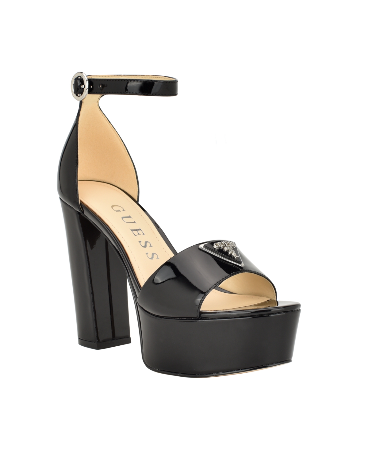 Women's Seton Jacquard Two Piece Platform Dress Sandals - Black Patent