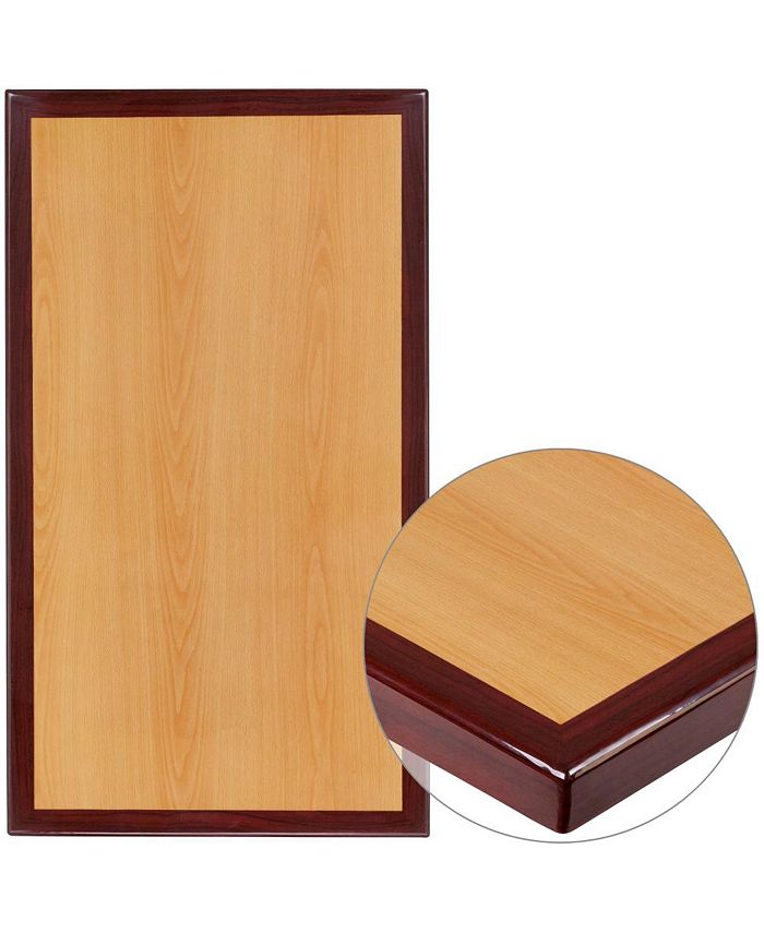 EMMA+OLIVER 30" X 48" 2Tone HighGloss Resin Table Top With 2" Thick