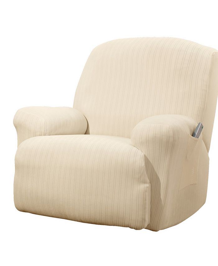 Sure Fit Stretch Pinstripe One Piece Slipcover Macy s