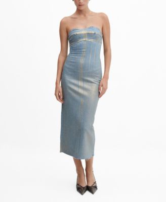 MANGO Women's Sweetheart Neckline Denim Dress - Macy's