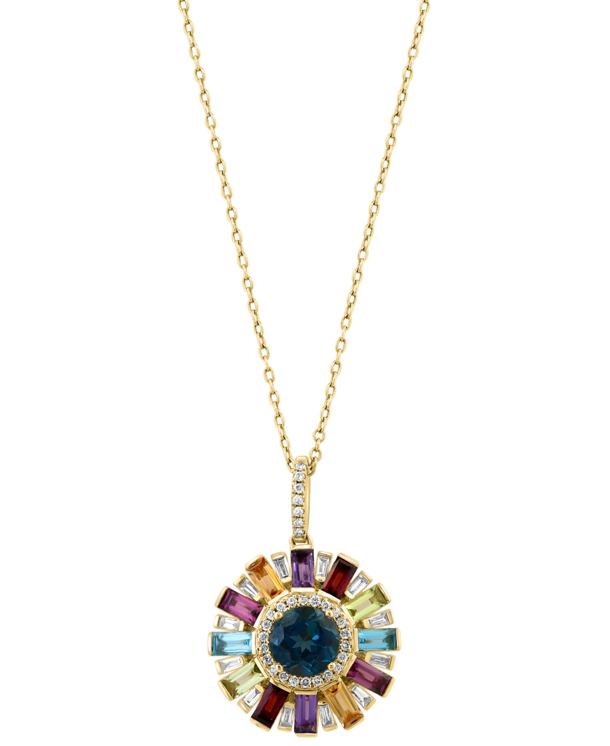 Effy Collection Effy Multi-gemstone (2-7/8 Ct. T.w.) & Diamond (1/4 Ct. T.w.) Circle 18" Pendant Necklace In 14k Gol In Yellow Gold