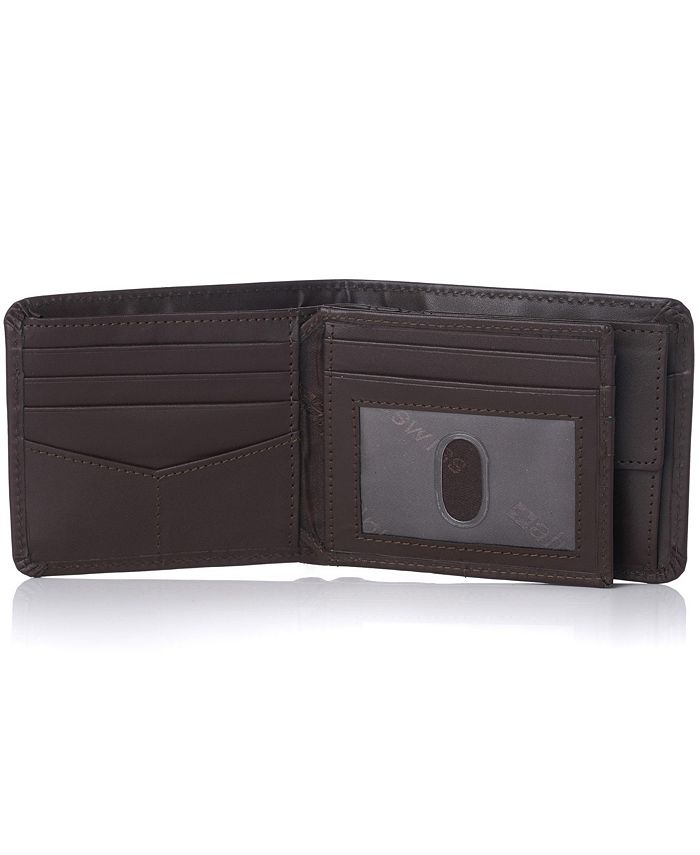 Portafoglio Uomo Alpine Swiss Delaney Slimfold In Vera Pelle Liscia, RFID, Con 8 Slot Per Carte, Confezione Regalo, Tan