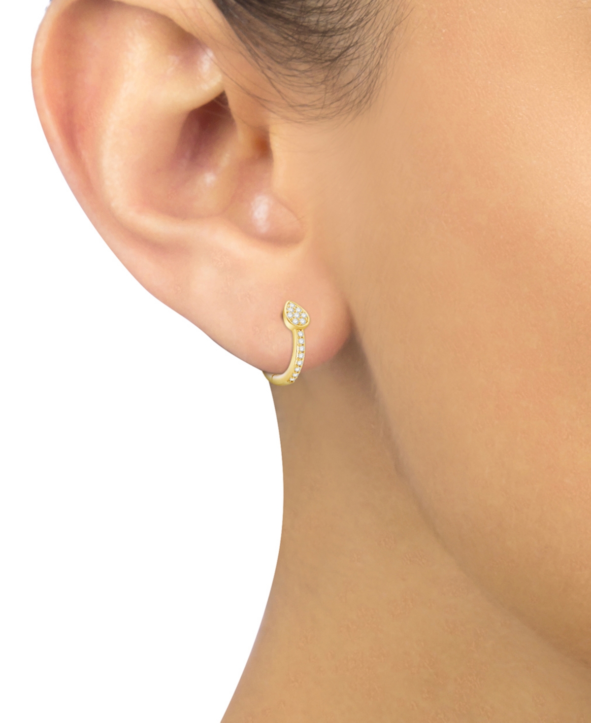 Macy's Diamond Teardrop Cluster Small Hoop Earrings (1/5 Ct. T.w.) In 10k Gold In Yellow Gold