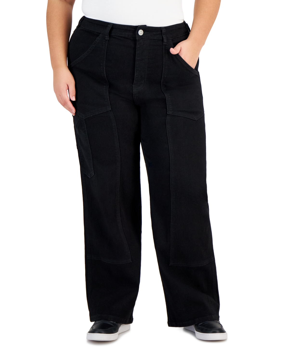 Gogo Jeans Trendy Plus Size Front Seam Straight-Leg Jeans