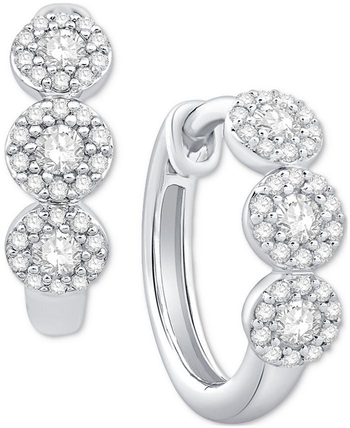 Macy s Diamond Triple Halo Small Hoop Earrings 1 3 ct. t.w. in