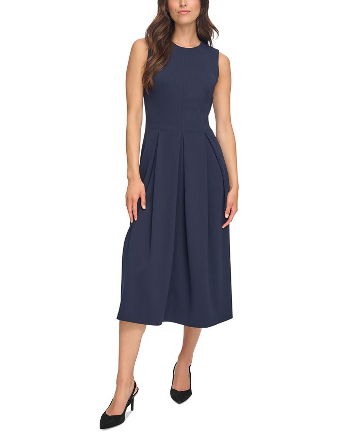 Calvin Klein Women's Pleated Fit & Flare Dress - Macy's