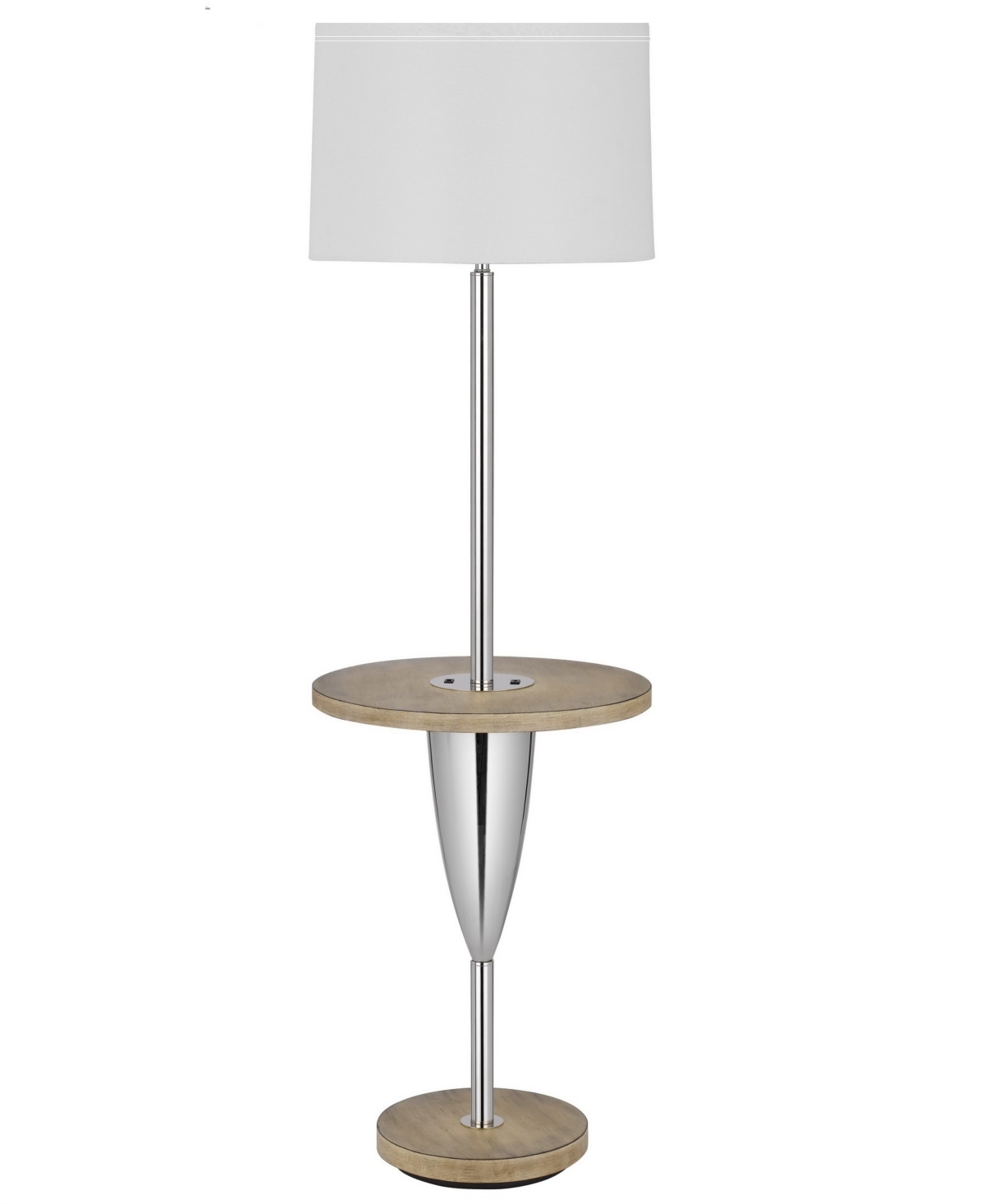 Cal Lighting 61" Height Metal Floor Lamp With Wooden Tray Table In Chrome,wood