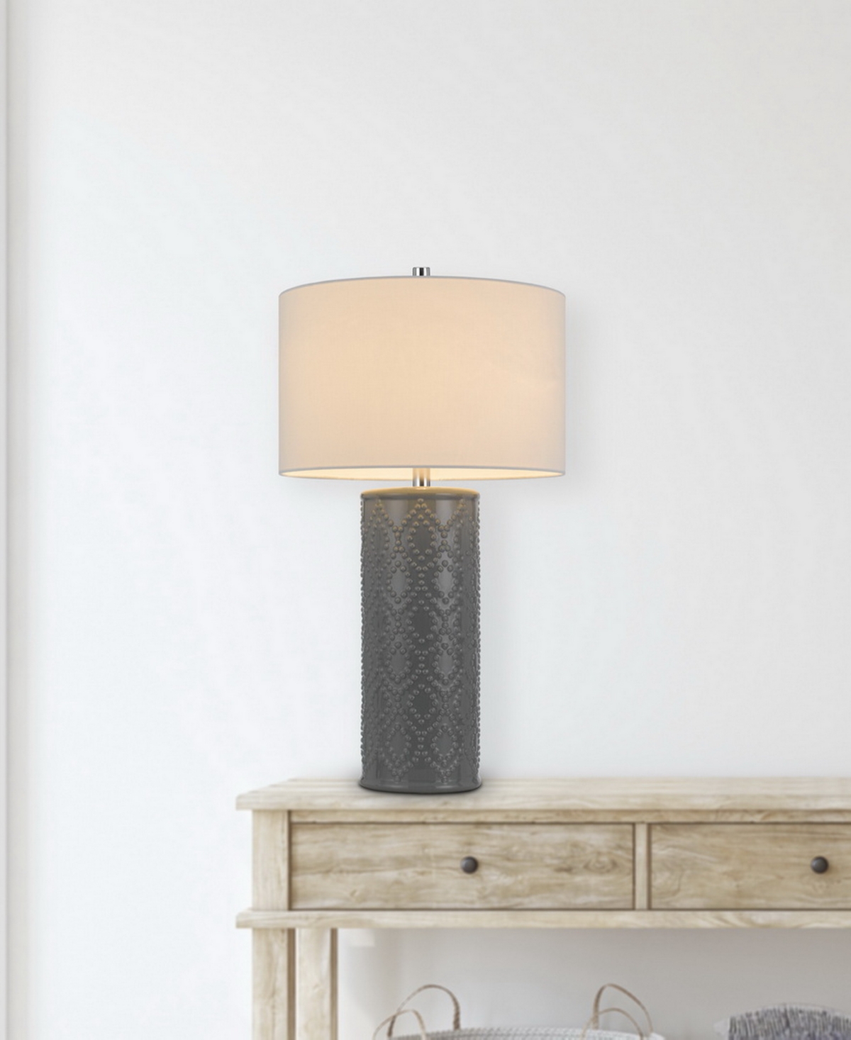 Cal Lighting 28.5" Height Ceramic Table Lamp Set In Slate Gray