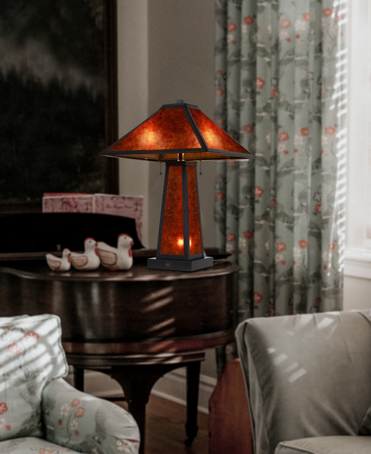 Cal Lighting 23.5" Height Amber Table Lamp In Mica
