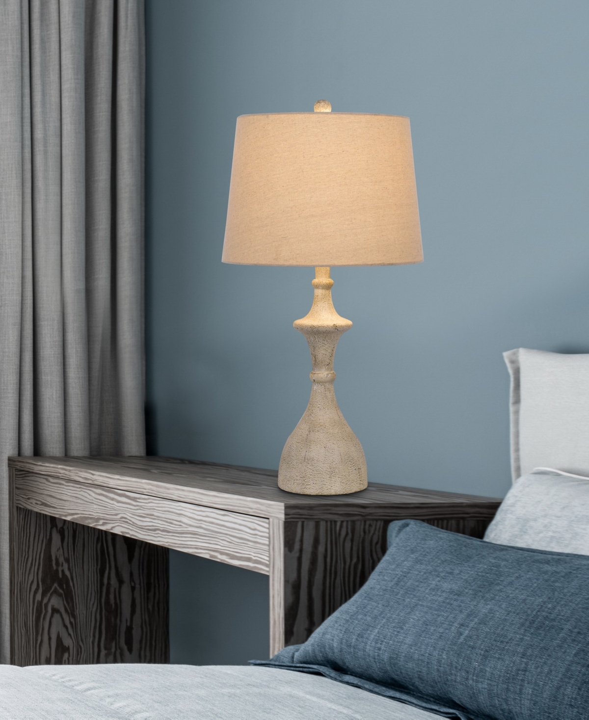 Cal Lighting 27" Height Resin Table Lamp Set In White Washed