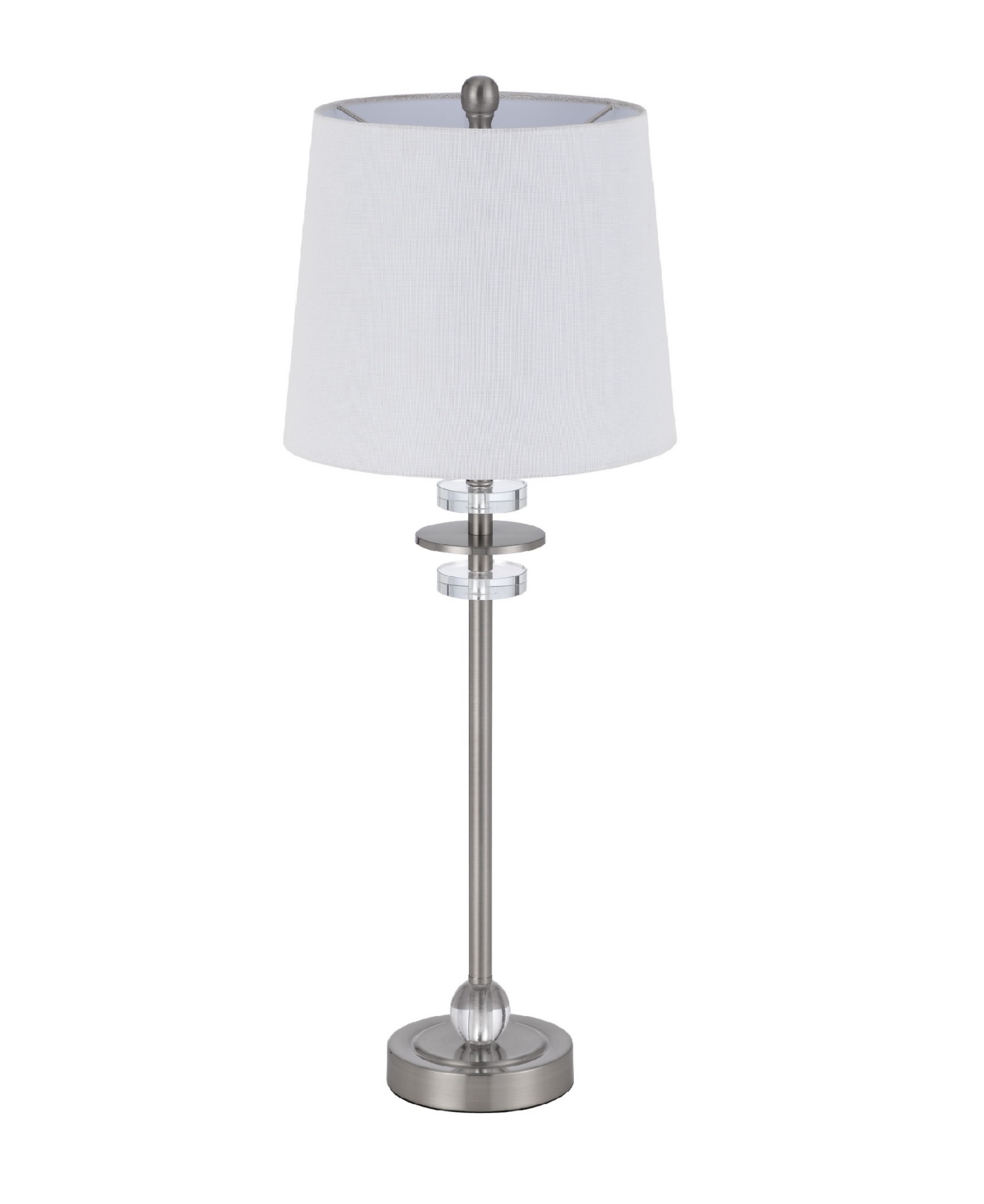 Cal Lighting 28.5" Height Metal And Crystal Lamp Set In Brushed Steel