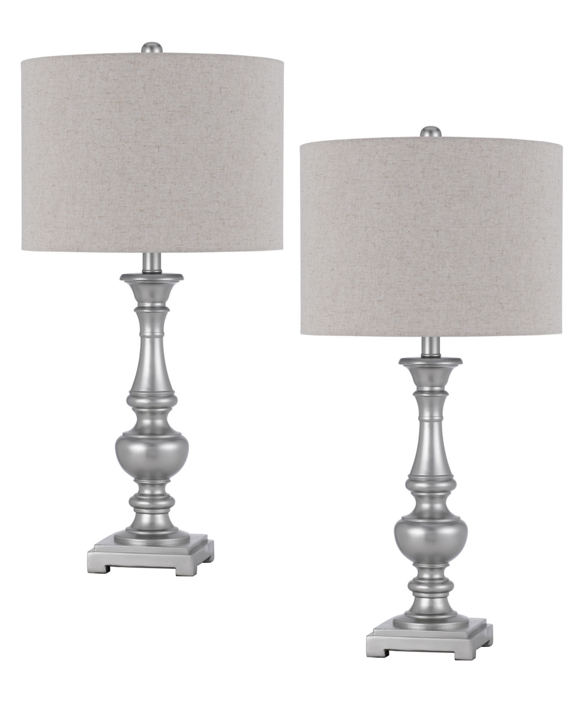Cal Lighting 28" Height Resin Lamp Set In Antique Silver