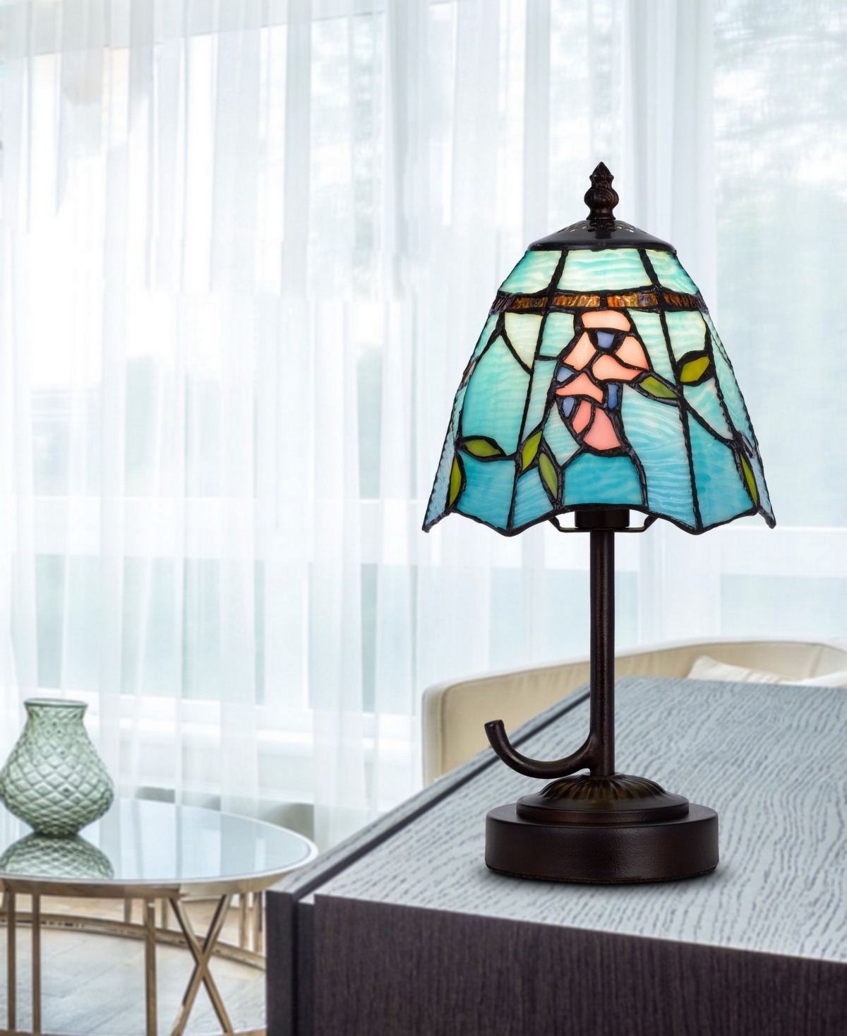 Cal Lighting 13" Height Metal And Resin Accent Lamp In Dark Bronze